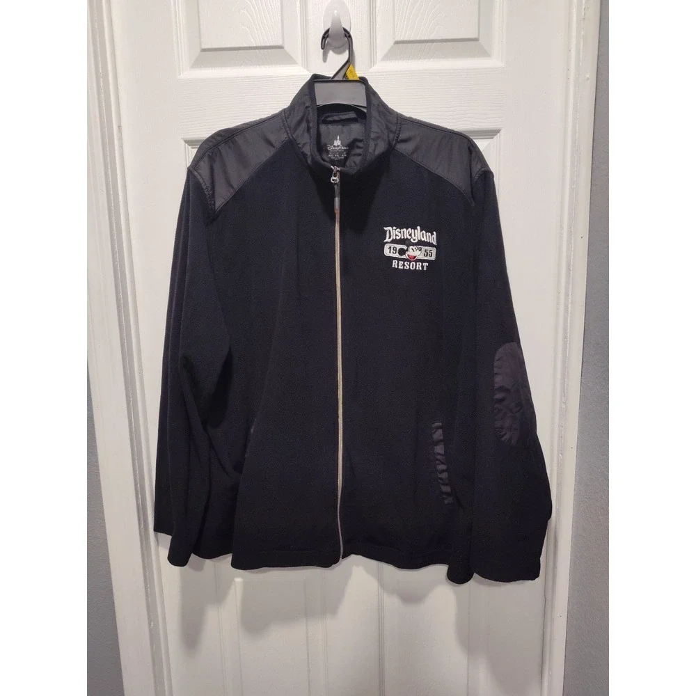 Disney Parks Disneyland Resort 1955 Fleece Full Zip Jacket‎ Black XXL Elbow Pads